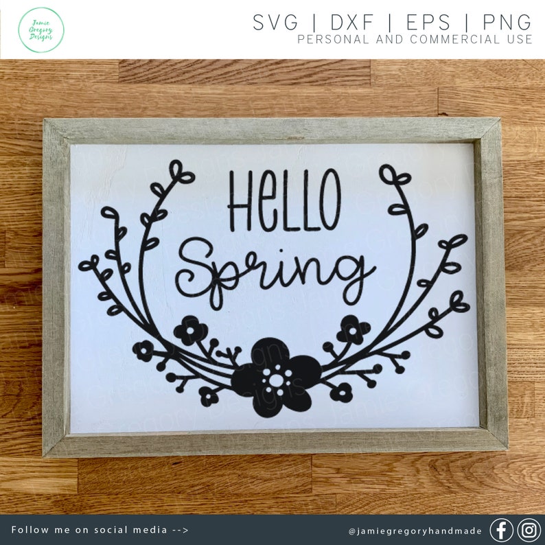 Spring Floral Wreath SVG – Hello Spring Cut File (digital Download) - Etsy