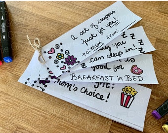 Printable Coupon Book for Mom - DIY Coloring Gift - Mother's Day Gift (PDF)