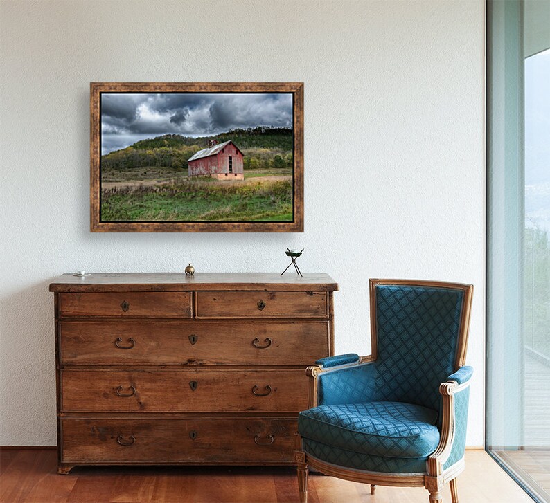 Stormy Landscape,Country Landscape Print,Red Barn Photography,Farm Canvas,Old Rustic Barn Picture,Rustic Wall Art,Farmhouse Decor,Square Art image 5
