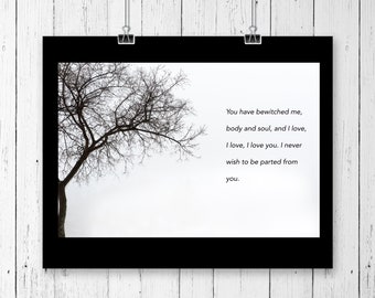 Winter Tree Photo, Jane Austen Quote, Custom Quote Print, Literary Gift, Personalized with Your Quote, Gift for Her or His Office,Valentines