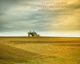 God Made a Farmer Photo, Farmer on Tractor in Field Art, Print with a Quote, Father's Day Gift from Daughter, Wall Art Decor for His Office.