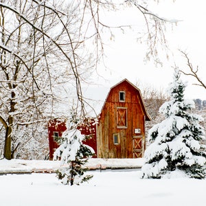 Landscape Red Barn Photography, Country Print, Winter Pictures, Red Snowy barn Picture, Rustic Wall Art, Christmas Picture for the Wall