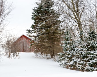 Winter Wonderland Red Barn Photo, Country Print, Winter Pictures, Red Snowy barn Picture, Rustic Wall Art, Christmas Picture for the Wall