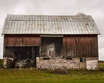 Rustic Country Landscape Photo, Wall Art, Barn Photography,Farm Canvas, Rustic Barn Picture, Farmhouse Decor, Gray Barn Print,Old Farm Fence