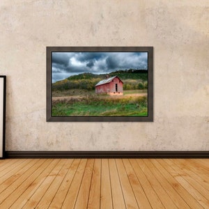Stormy Landscape,Country Landscape Print,Red Barn Photography,Farm Canvas,Old Rustic Barn Picture,Rustic Wall Art,Farmhouse Decor,Square Art image 3