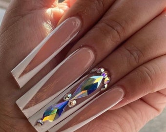 picture Clear Long Square Acrylic Nails long square nails etsy