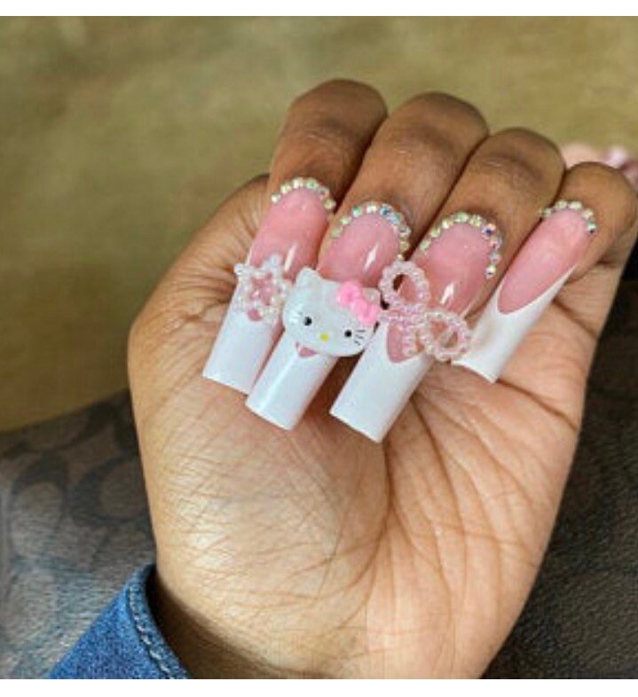 Kawaii French tip  XXLONG COFFIN set