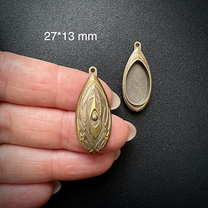 029 Tear Drop Base (27*13mm) for pendant, for earrings. Blank for resin, for mosaic or embroidery. Bezel Tray Blank. Handmade basis. 1 pc