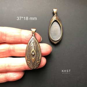 011 Tear Drop Base  Pendant ( 37*18mm). Blank for resin, for mosaic or embroidery  . Bezel Tray Blank. Handmade basis. Blank Settings. 1 pc