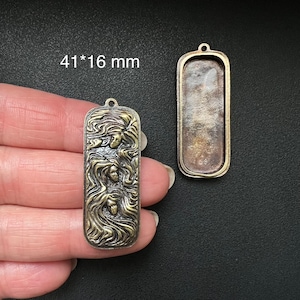 043, 1 pc  Base for  Pendant (blank 41*16 mm). Blank for resin, for mosaic or embroidery . Bezel Tray Blank. Handmade basis.