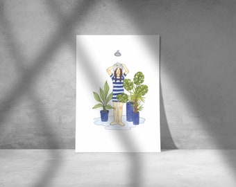 Plant Shower - A4 artprint of watercolour drawing