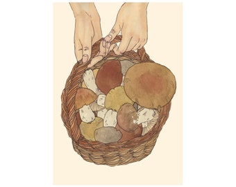 Postcard - Mushroom Basket