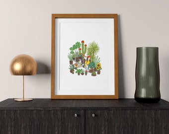 Plant Shopping - A4 artprint of watercolour drawing