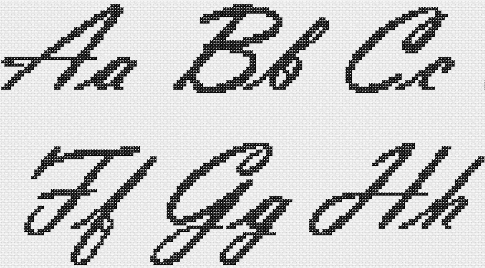Cursive Cross Stitch Alphabet Pattern, Handwriting Cross Stitch Letters ...