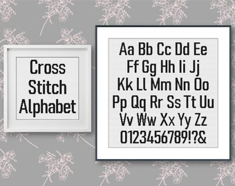 Modernes Kreuzstich-Alphabet-Muster, einfaches Kreuzstich-Buchstaben-Muster, große klassische Schrift, Bahnschrift Light Condensed (28 Stiche)