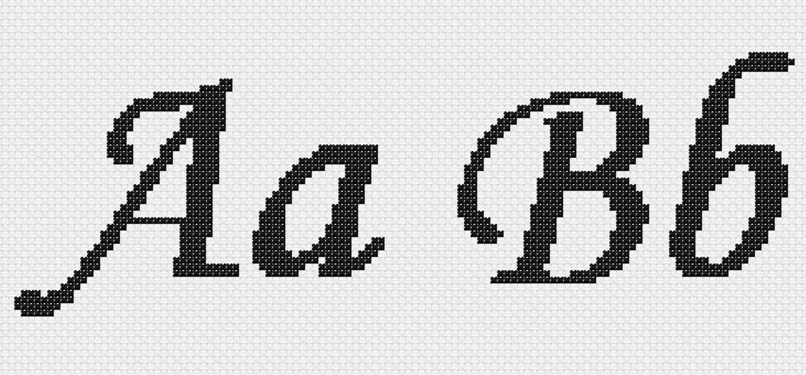 Cursive Cross Stitch Alphabet Pattern Modern Cross Stitch Etsy
