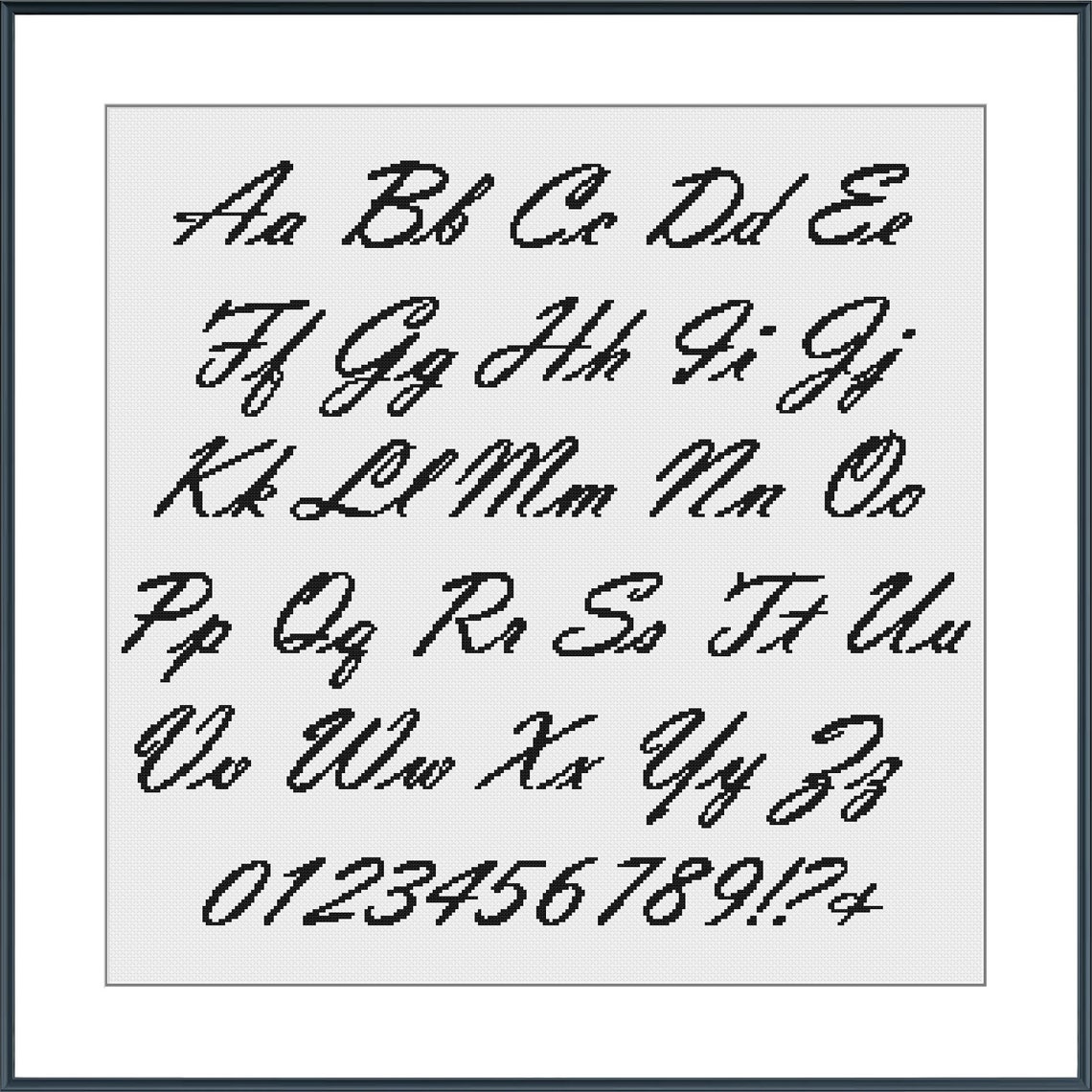 Cursive Cross Stitch Alphabet Pattern, Handwriting Cross Stitch Letters ...