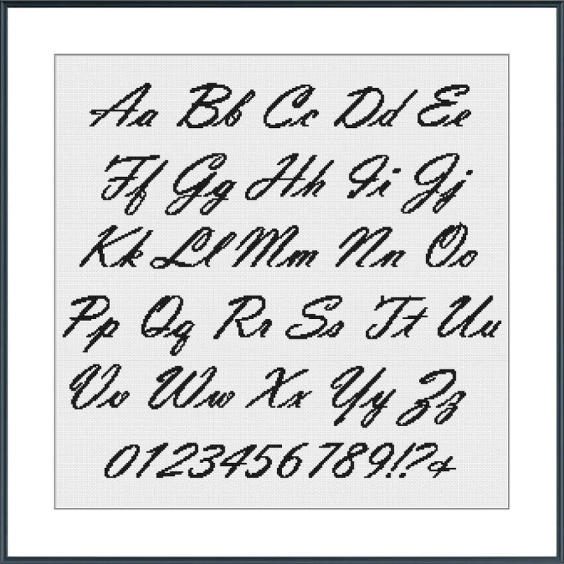 Modern Cross Stitch Font Large Cursive Cross Stitch Alphabet Pattern Handwriting Cross Stitch Letters 26 Stitches Vladimir Script Art Collectibles Cross Stitch Foodoke Com