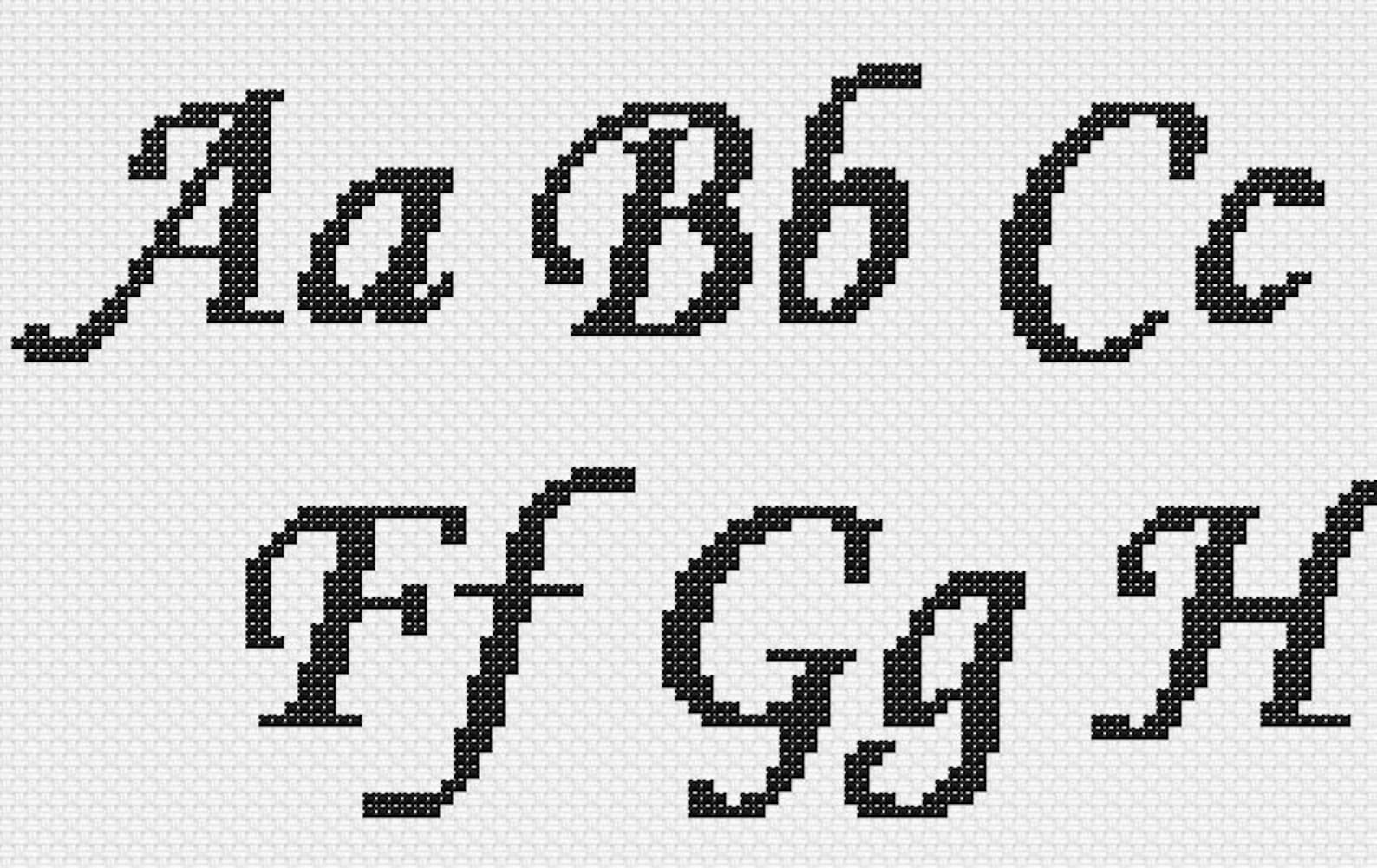 Cursive cross stitch alphabet pattern modern cross stitch etsy