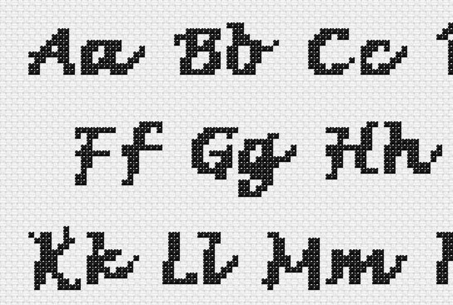 Cursive Cross Stitch Alphabet Pattern, Modern Cross Stitch Letters