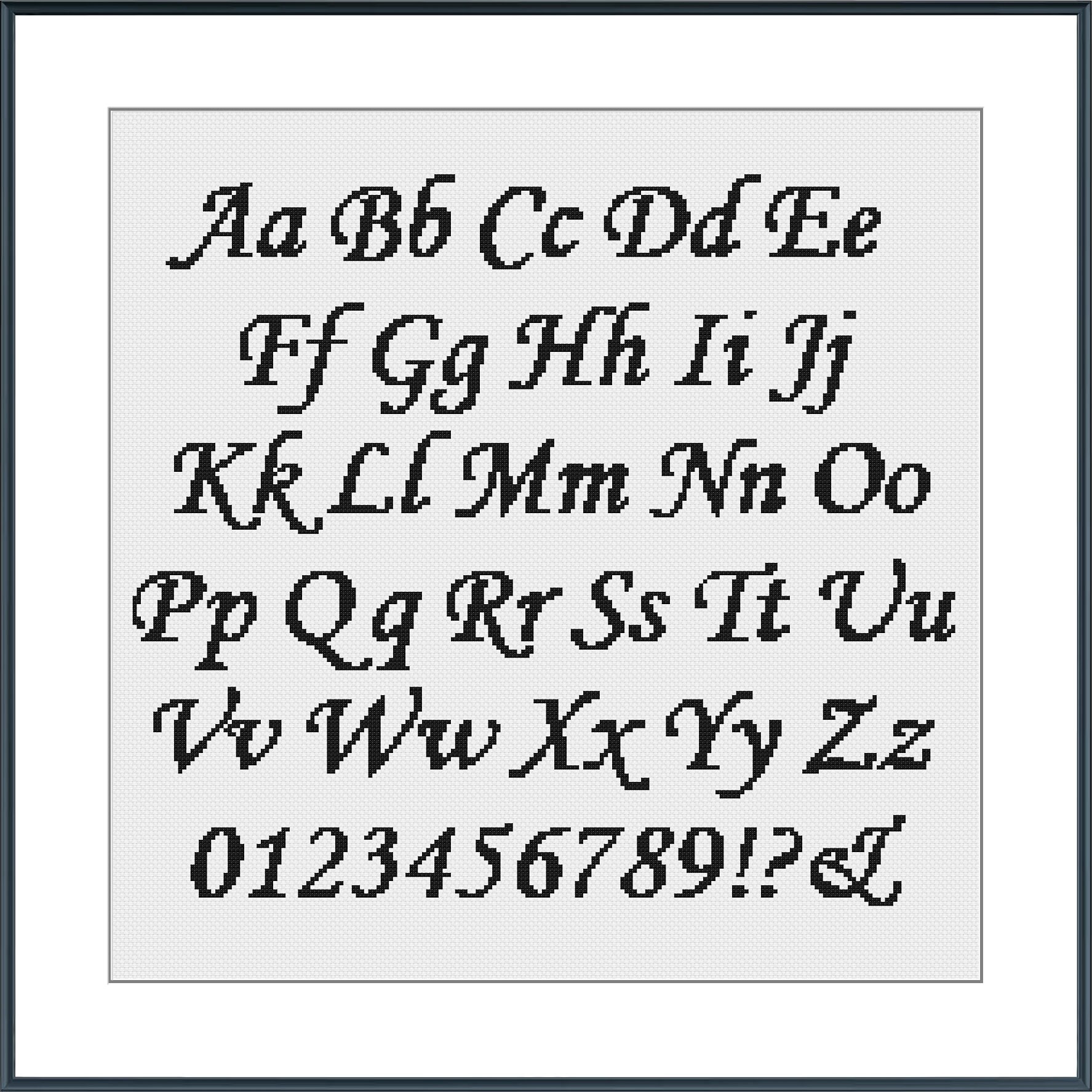 Cursive Cross Stitch Alphabet Pattern Modern Cross Stitch Etsy