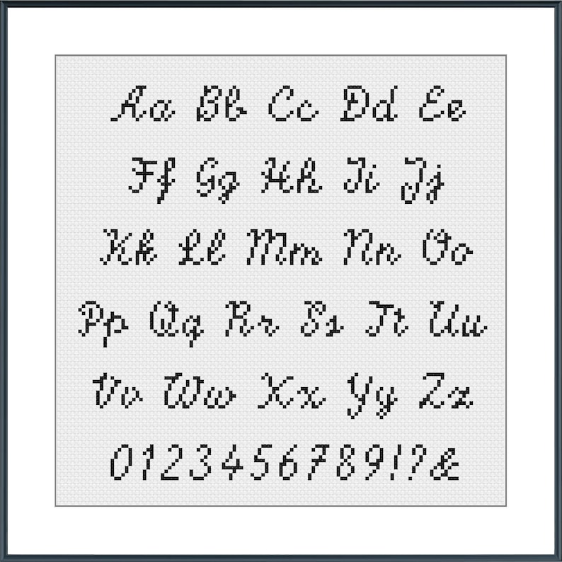 Cursive Cross Stitch Alphabet Pattern Modern Cross Stitch ...
