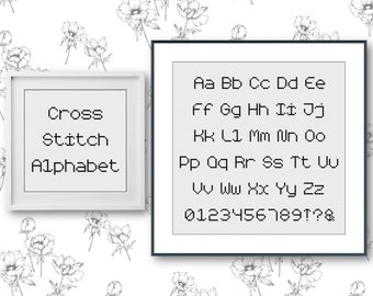 Cute Cross Stitch Letters Pattern, Modern Cross Stitch Alphabet Pattern, Small Cross Stitch Font, Bent Prints (9 stitches)
