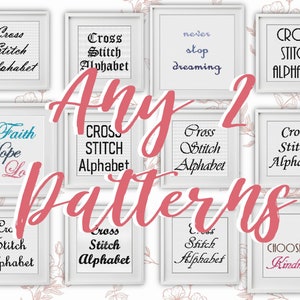 SALE Cross Stitch Patterns Bundle Set, elija cualquier patrón de alfabeto de punto de cruz 2 o patrón de cita de punto de cruz