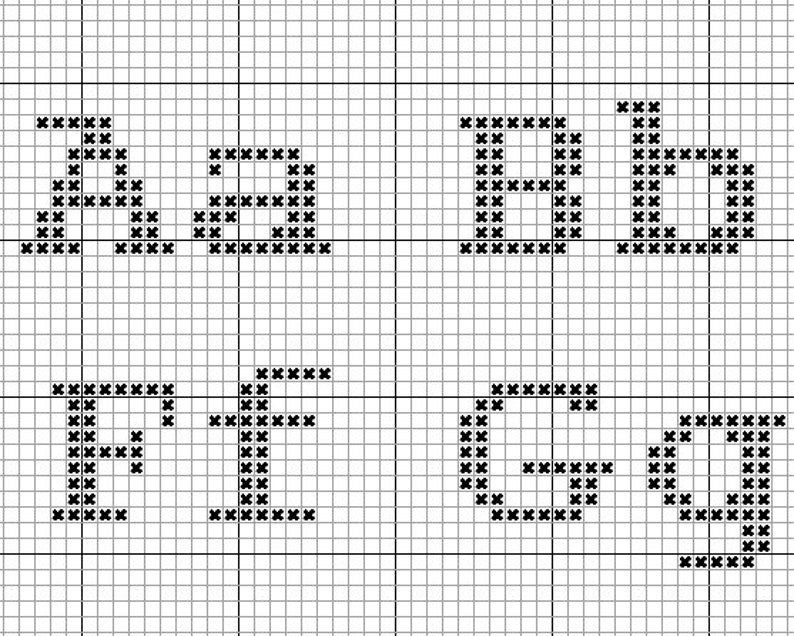 Classic Cross Stitch Alphabet Pattern Easy Cross Stitch Etsy