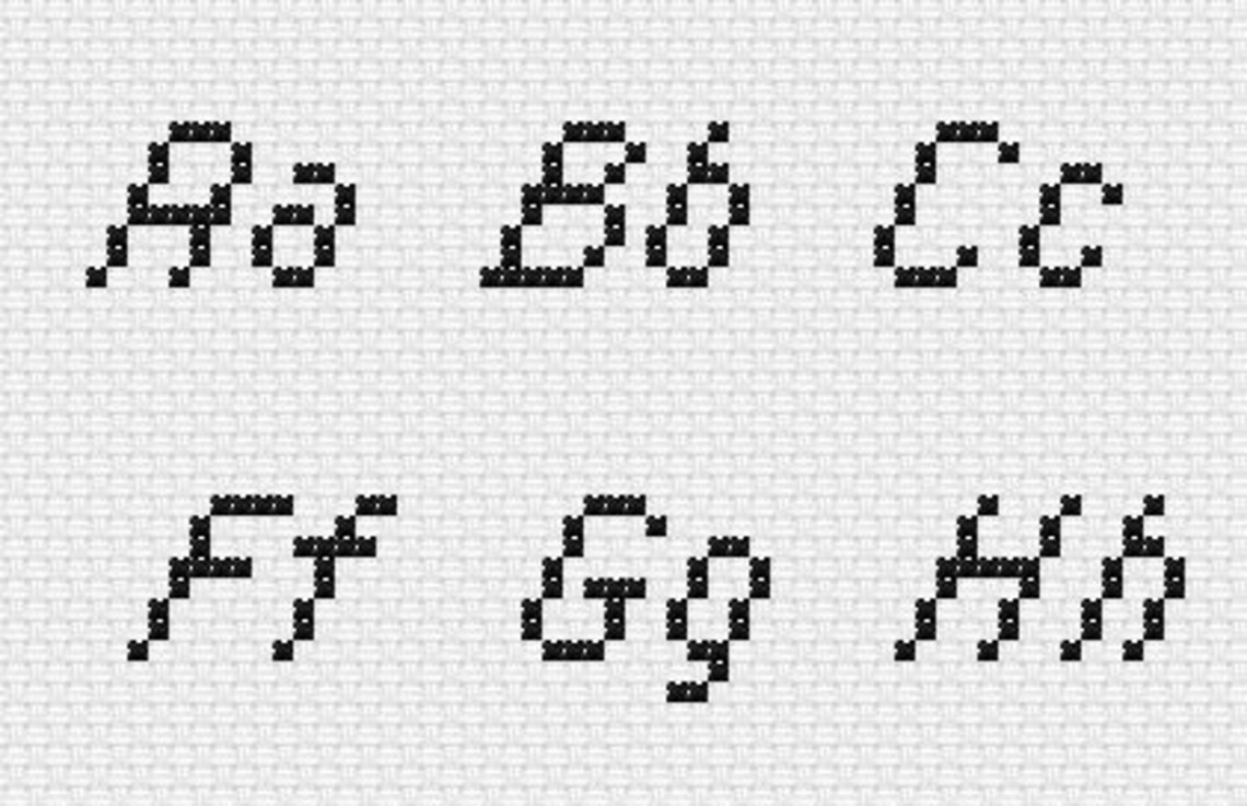 Cursive Cross Stitch Alphabet Pattern, Modern Cross Stitch Letters