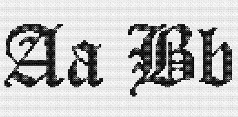 Gothic Cross Stitch Alphabet Pattern Calligraphy Cross Stitch | Etsy