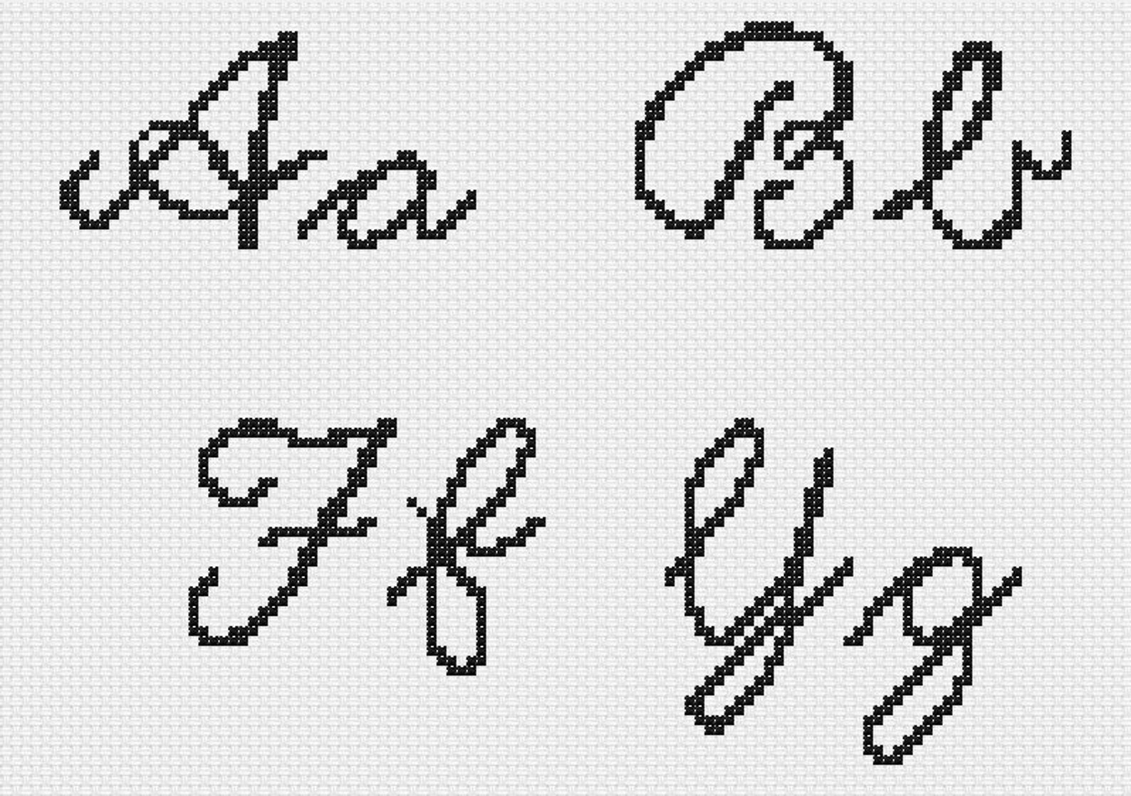 Handwriting Cross Stitch Alphabet Pattern Cursive Cross Etsy Canada