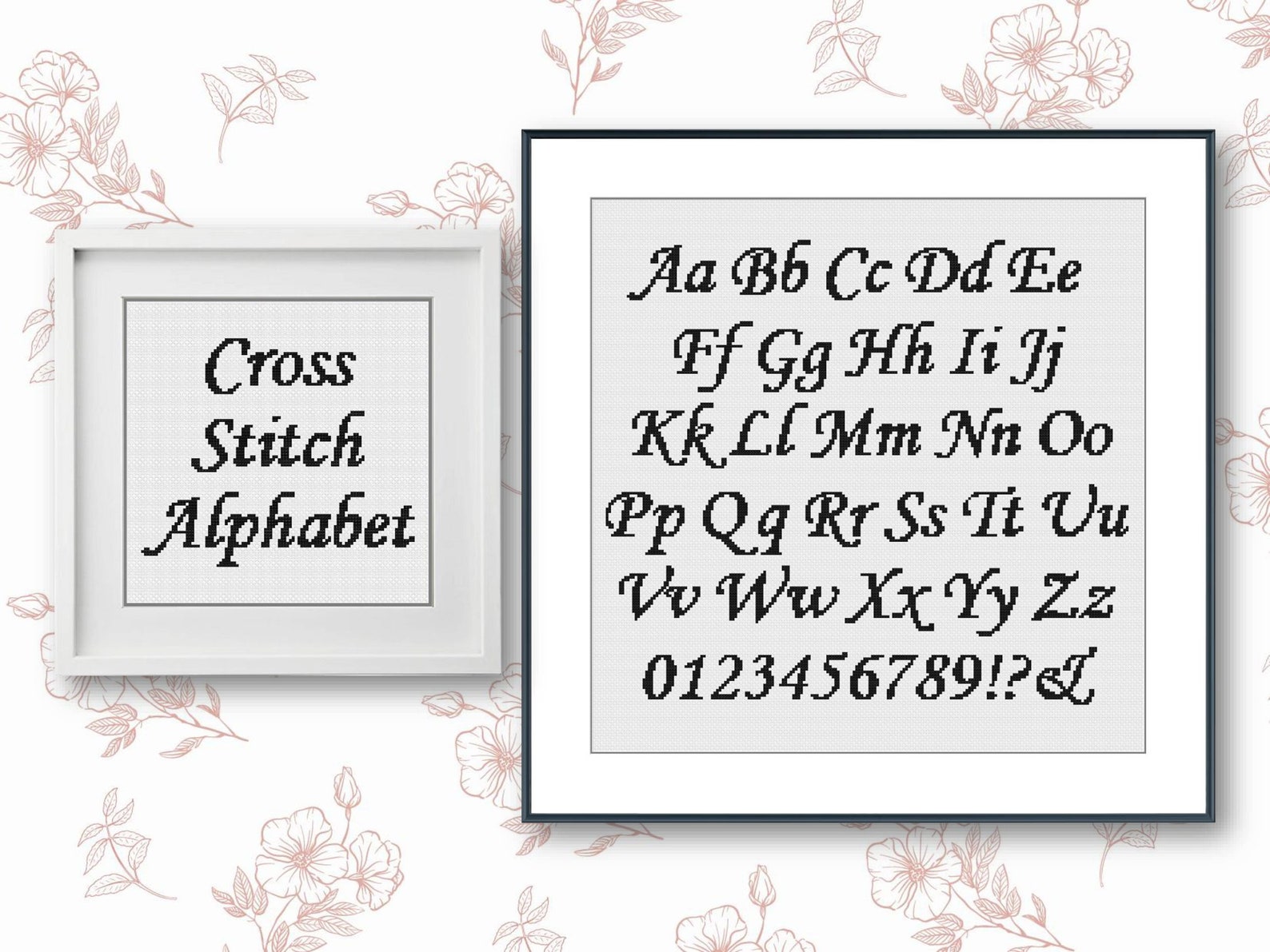 Cursive cross stitch alphabet pattern modern cross stitch etsy