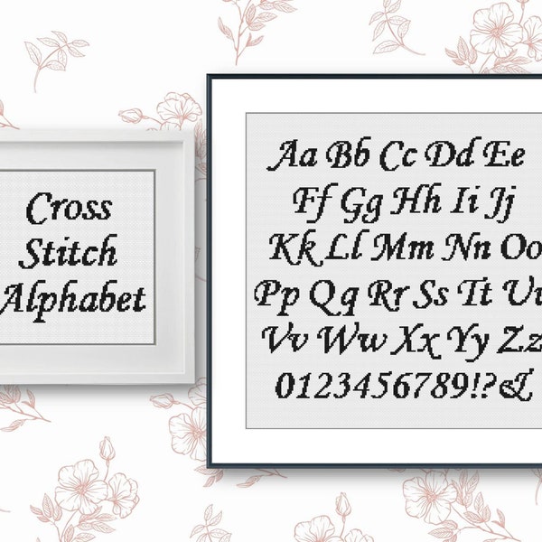 Cursive Cross Stitch Alphabet Pattern, Modern Cross Stitch Letters Pattern, Cross Stitch Medium Font, Monotype Corsiva (18 stitches)