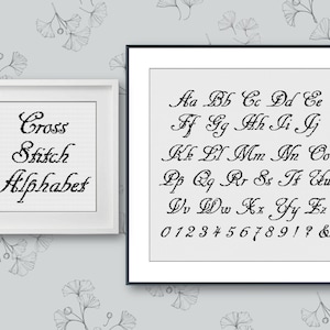 Fancy Cursive Cross Stitch Alphabet Pattern, Handwriting Cross Stitch Letters Pattern, Cross Stitch Large Font, Ar Decode (26 stitches)