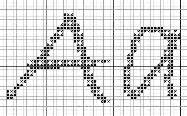Cursive Cross Stitch Alphabet Pattern, Handwriting Cross Stitch Letters