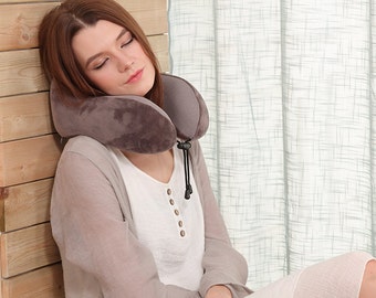 Almohada cervical de viaje de espuma viscoelástica: avión, coche, tren, soporte cómodo