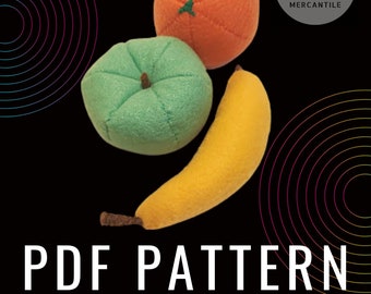 Modello PDF per set di frutta di base in feltro – Cibo da gioco fai da te in feltro – Banane, mele, arance – Download immediato