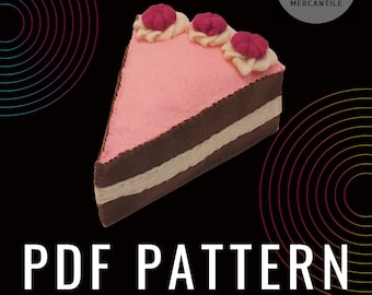 Felt Food Patterns - Felt Chocolate & Raspberry Cake Slice Pretend Play Food - Downloadable PDF Toy Sewing Pattern - Felt Mercantile - DIY