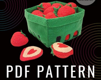 Felt Strawberries & Basket - Downloadable PDF Pattern