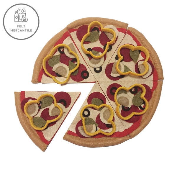 Felt Pizza & Toppings Set - Pretend Play Felt Food Soft Toy
