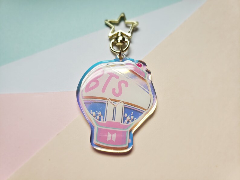 BTS Lightstick Keychain Army Bomb Holo Rainbow Acrylic Charm BTS Lightstick Charm