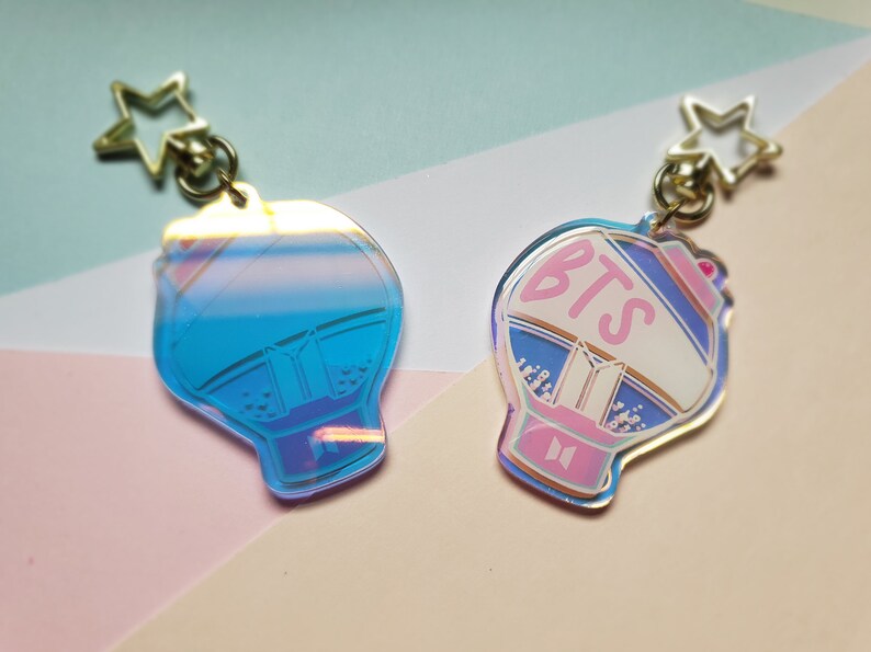 BTS Lightstick Keychain Army Bomb Holo Rainbow Acrylic Charm BTS Lightstick Charm