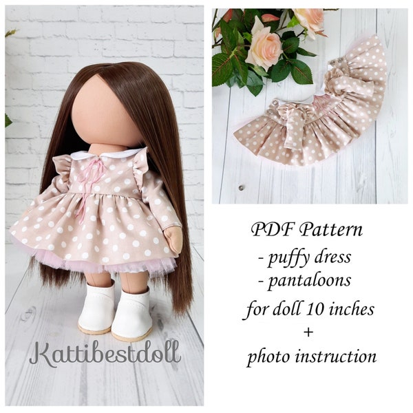 Clothes Pattern for 10-Inch Dolls, Tilda modern clothes patterns, Pattern for Doll, Dressmaking, DIY Clothes Tutorial, Doll Wardrobe Sewing