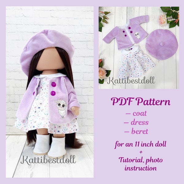 Clothes Pattern for 11-Inch Dolls, PDF Pattern for Doll, Dressmaking, DIY Clothes Tutorial, Doll Wardrobe Sewing Pattern