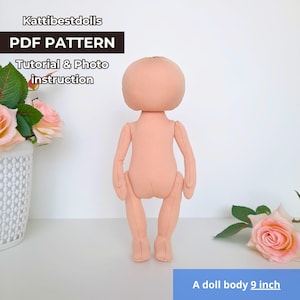 Pattern Doll 9 inches, PDF Body Pattern and Sewing Template, DIY Handcrafted Doll Making, PDF Doll Pattern, Pattern for 9 Inch doll body