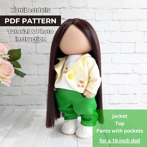 10インチ ティルダ人形用 ドール服 PDF 型紙（ジャケット、パンツ、トップス）