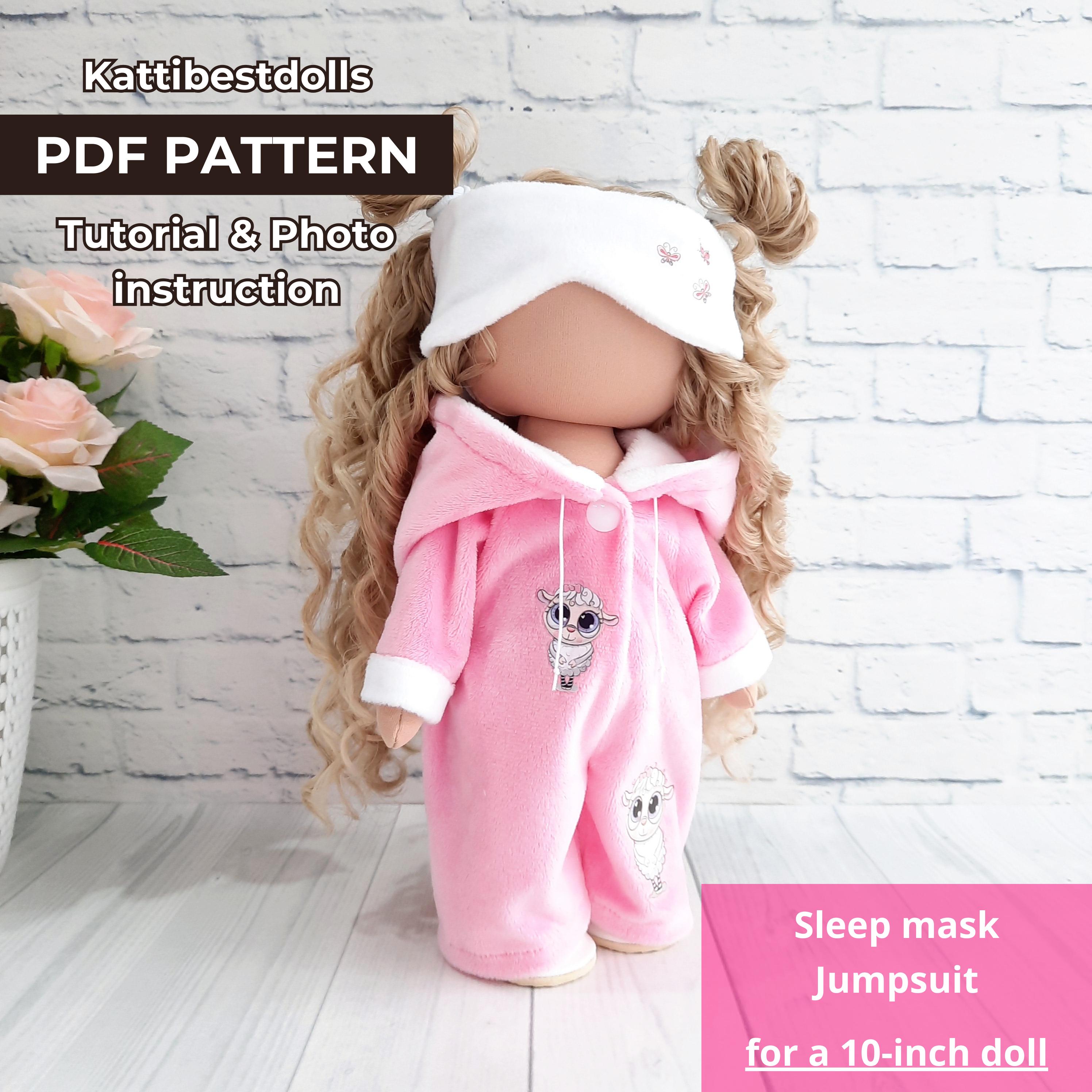 Modèle de couture de combinaison de poupée 25,4 cm avec capuche (téléchargement PDF, modèle A4), modèle PDF de vêtements de poupée, patron de couture de poupée de 25 cm 25 cm, poupée DIY