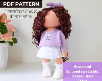 11 Inch Doll Clothes Sewing Pattern: Crop Top, Skirt, Headband (PDF Pattern)