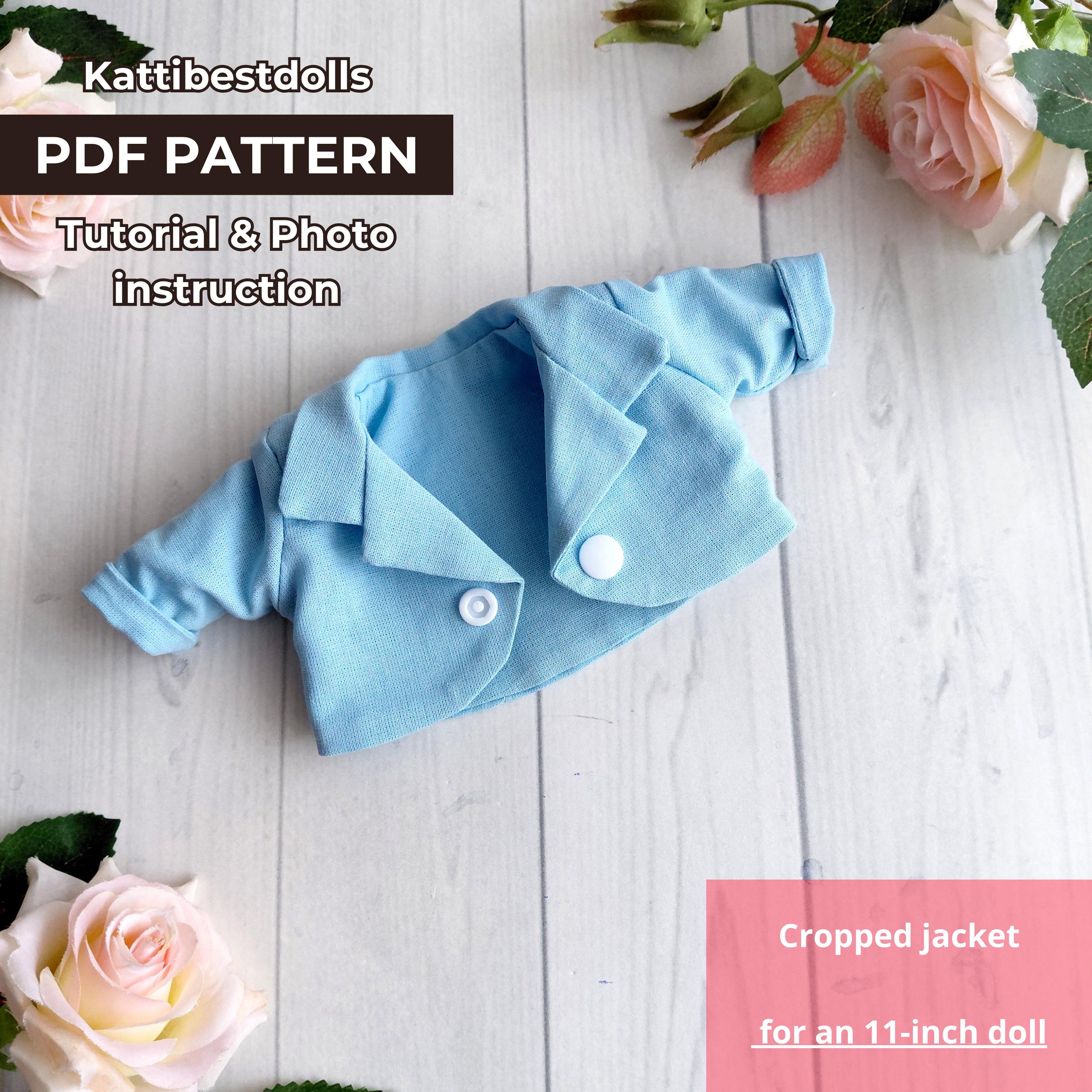 11 Inch Doll Jacket Sewing Pattern PDF, Cropped Jacket Pattern, Doll Clothes Pattern, Instant Download, English Tutorial